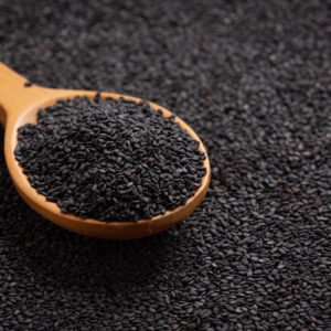 black sesame on dark background Black sesame